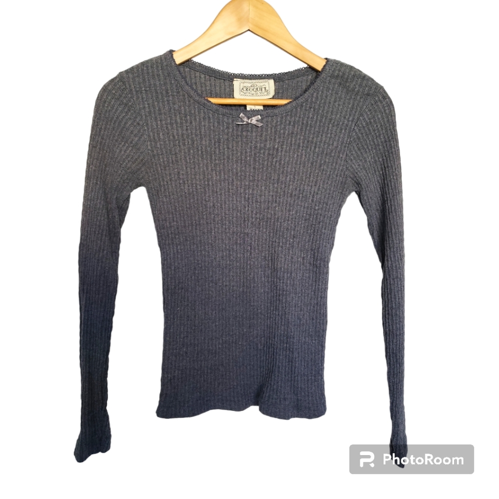 ☕ Croquet Club Grey Knit Long Sleeved Top Size Small Juniors